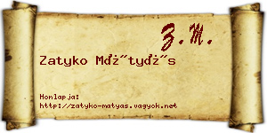 Zatyko Mátyás névjegykártya
